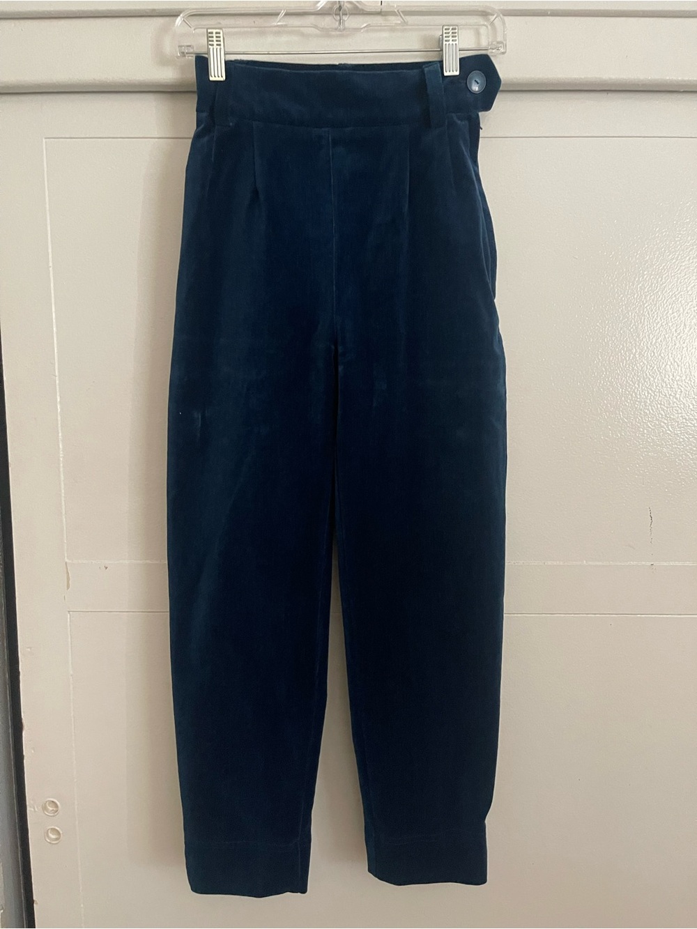 High-Waist Navy cigarette pants